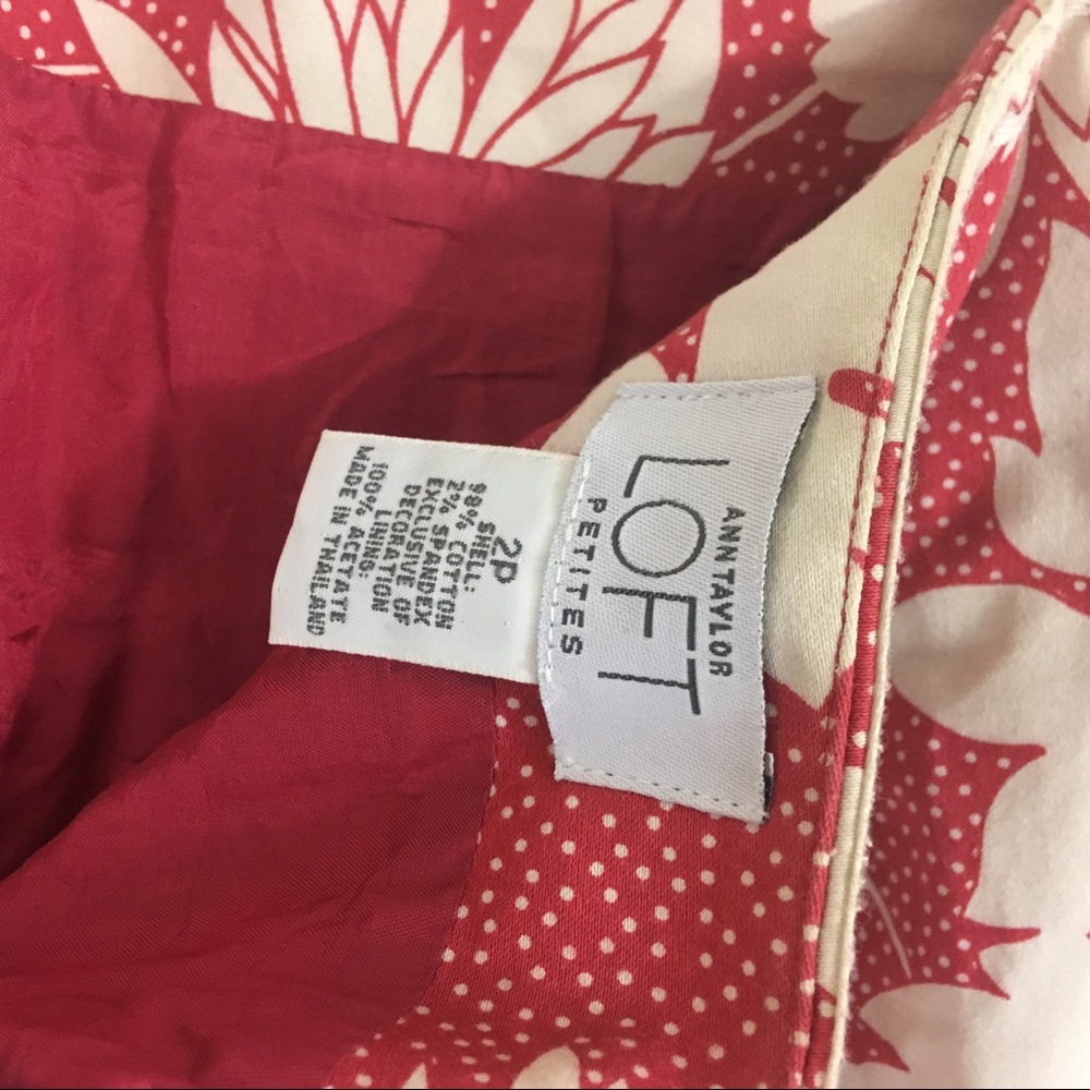 Red floral vintage Anne Taylor loft pretty skirt! - Picture 6 of 7
